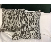Franklin Aztec Charcoal Grey Print Cushion with Piping