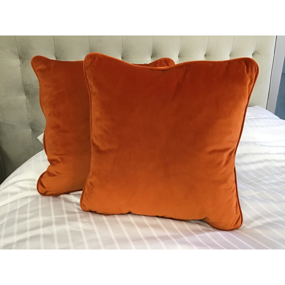 Franklin Orange Velvet Scatter Cushion with Piping