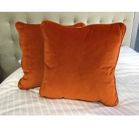 Franklin Orange Velvet Scatter Cushion with Piping