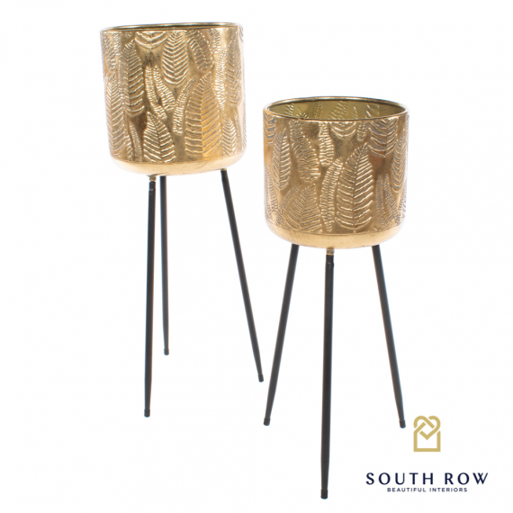 Azure Set of 2 Gold Leaf Planters