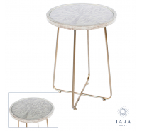 White & Champagne Tree Pattern Side Table
