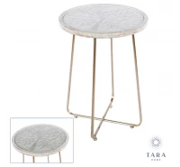 White & Champagne Tree Pattern Side Table