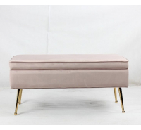 Soft Pink Storage Bench with Metal Gold Leg