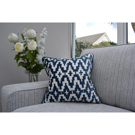 Uneek Home By Rachel McCann Cushion Aztec Navy Blue