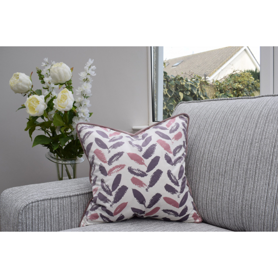 Feather Filled Velvet Cushion - Pink & Purple Flower