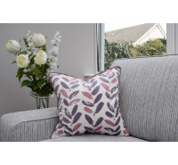 Feather Filled Velvet Cushion - Pink & Purple Flower