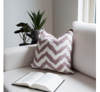 Feather Filled Velvet Cushion - Chevron Dusky Pink