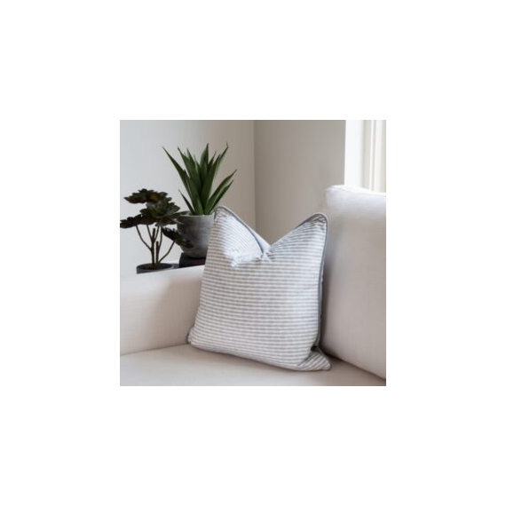 Uneek Home By Rachel McCann Cushion - Grey Velvet Stripe