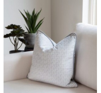 Uneek Home By Rachel McCann Cushion - Grey Velvet Stripe