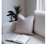 Uneek Home By Rachel McCann Cushion - Dusky Pink Velvet Stripe