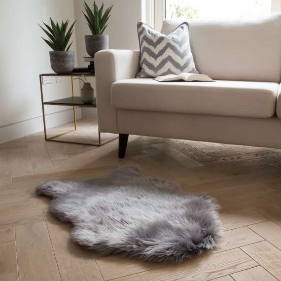 Grey Faux Fur Rug