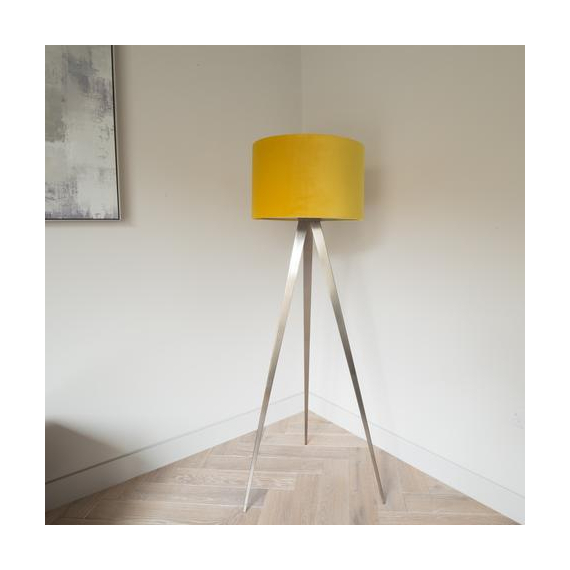 Brushed Chrome Tripod Floor Lamp Mustard Velvet Shade Brushed Chrome Tripod Floor Lamp, Floor Lamps Under $30
