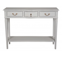 Putty Hand Painted Double Console Table with Shelf