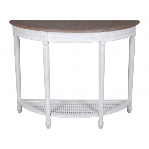 Helena Off -White Half Moon Console Table with Shelf
