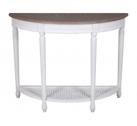 Helena Off -White Half Moon Console Table with Shelf