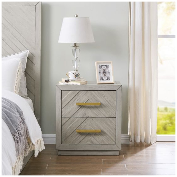 Herringbone 2 Drawer Side Table