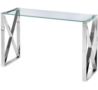 Glass & Chrome Cross Leg Console Table