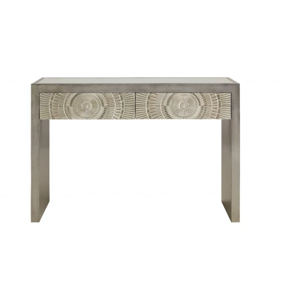 Sparta 2 Drawer Silver Console