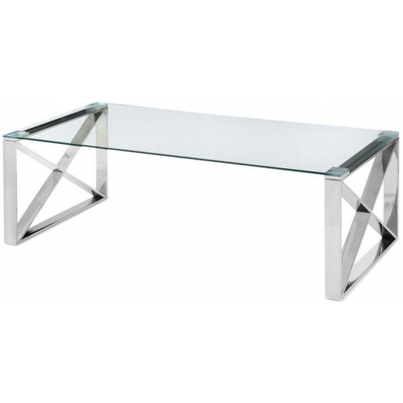 Glass & Chrome Cross Leg Coffee Table