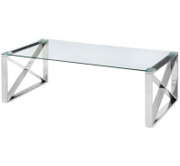 Glass & Chrome Cross Leg Coffee Table