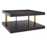 Sabre Dark Wood Square Coffee Table with Gold Detail