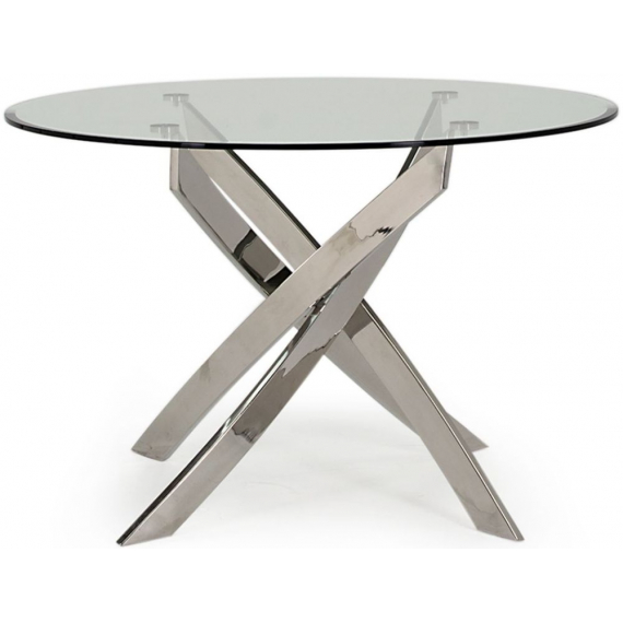 Knightsbridge Round Glass Dining Table Polished Chrome Leg