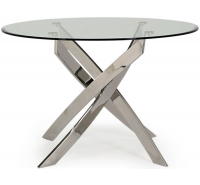 Knightsbridge Round Glass Dining Table Polished Chrome Leg