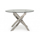 Knightsbridge Round Glass Dining Table Polished Chrome Leg