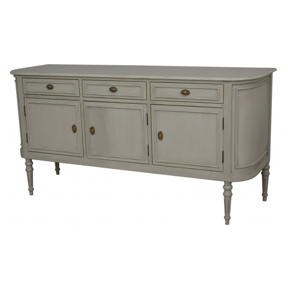 Heritage 3 Door Sideboard – Grey with Gold Distress