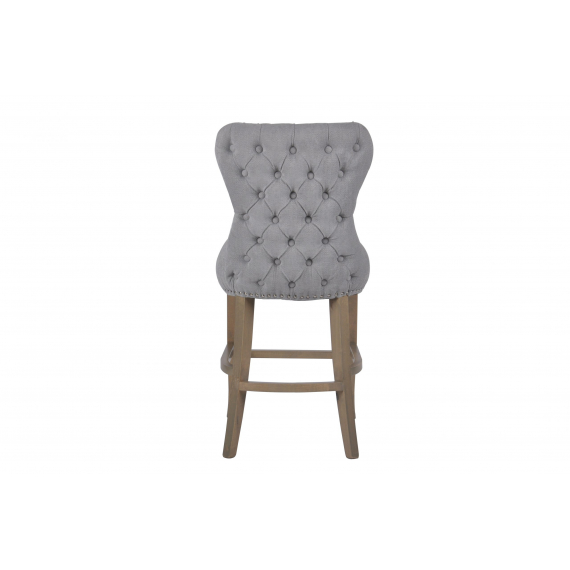 Herringbone Button Back Grey Fabric Counter Stool