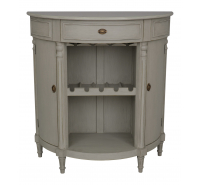 Heritage Bar Unit with Wine Storage – Grey with Gold Distress