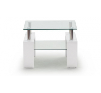 Calico White & Glass End Table