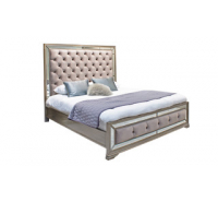 Jemima Taupe Velvet & Mirrored Glass Bed Super King