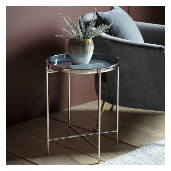 Silver & Dark Grey Side Table