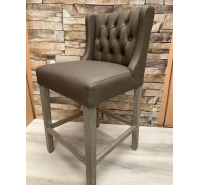 Sloane Grey Faux Leather Counter Stool - Washed Grey Leg