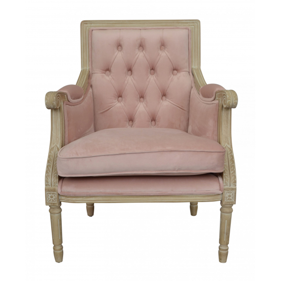 Pink Velvet Button Back Occasional Chair