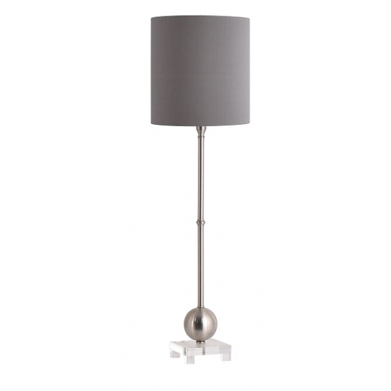 Lund Tall Table Lamp Round Grey Shade