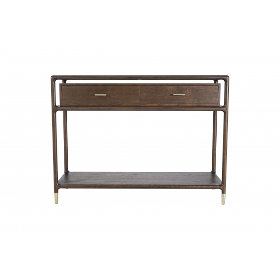 Lisa Dark Wood 2 Drawer Console Table with Gold Detail