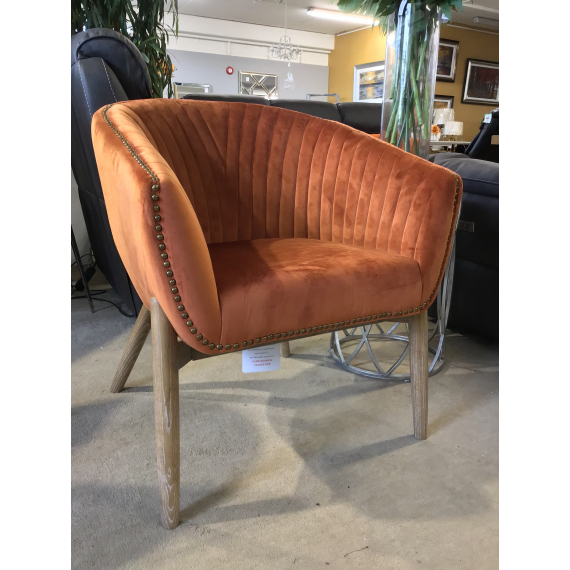 Rust Tub Chair with Antique Studding