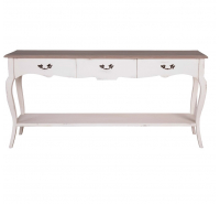 Sofia 6ft Extra Large 3 Drawer Console Table – Antique White/Rustic Brown