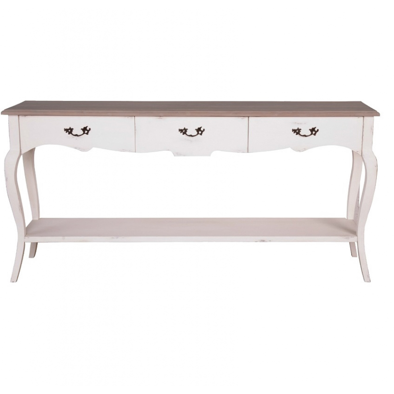 Sofia 6ft Extra Large 3 Drawer Console, Long Rustic Console Table