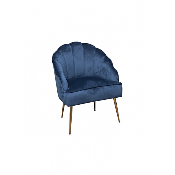 Shell Armchair (Blue with Gold Legs)