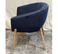 Navy Velvet Tub Chair with Chrome Studding