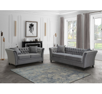 Karin Grey Velvet 3 Seater Sofa