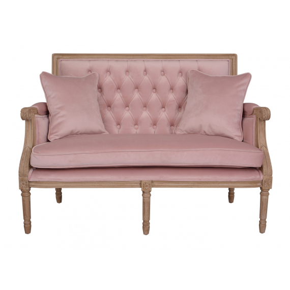 Pink Velvet Button Back Occasional Sofa