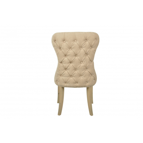 Herringbone Button Back Beige Fabric Dining Chair