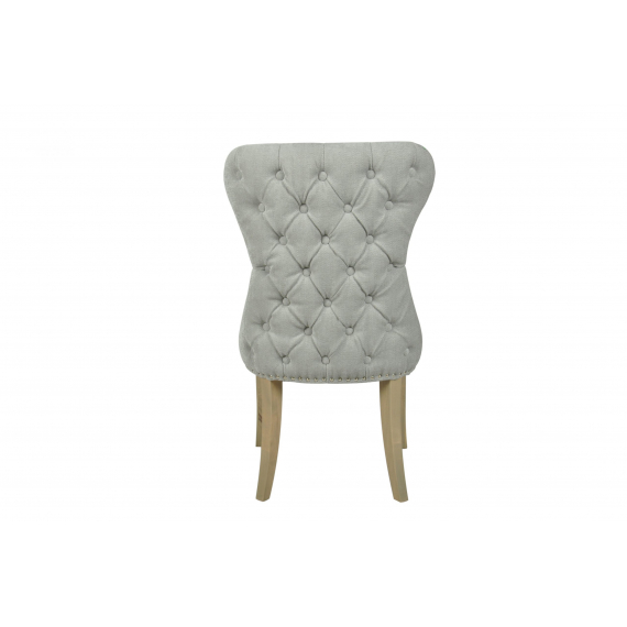 Herringbone Button Back Grey Fabric Dining Chair