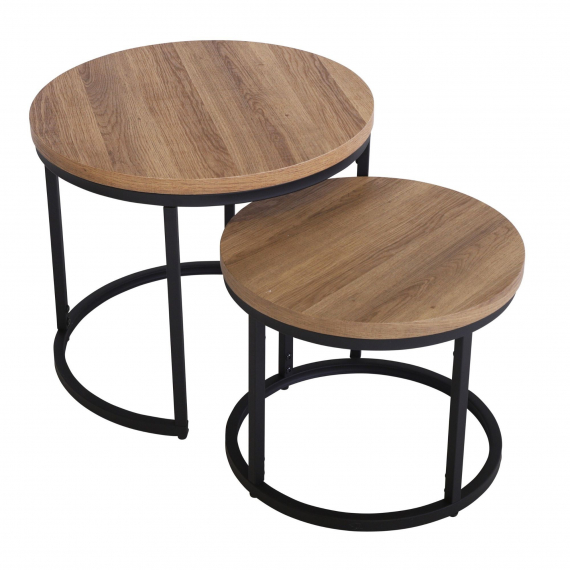 Latitude Round Nest of 2 Tables - Oak