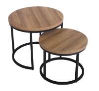 Latitude Round Nest of 2 Tables - Oak