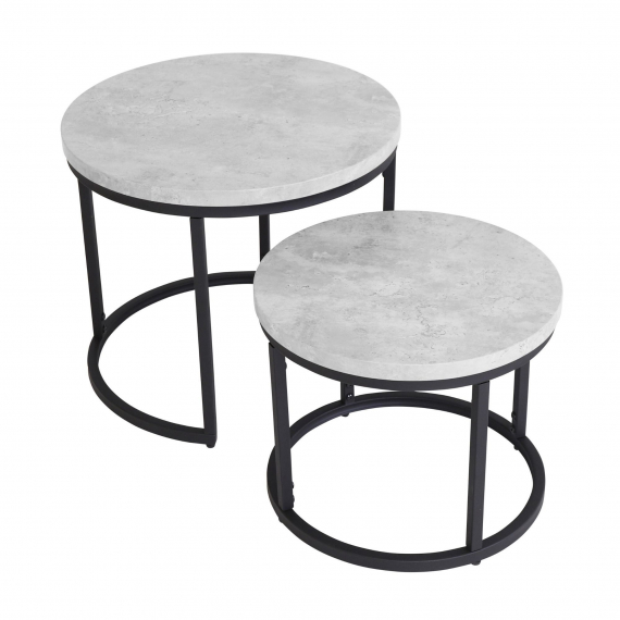 Latitude Round Nest of 2 Tables - Marble Effect